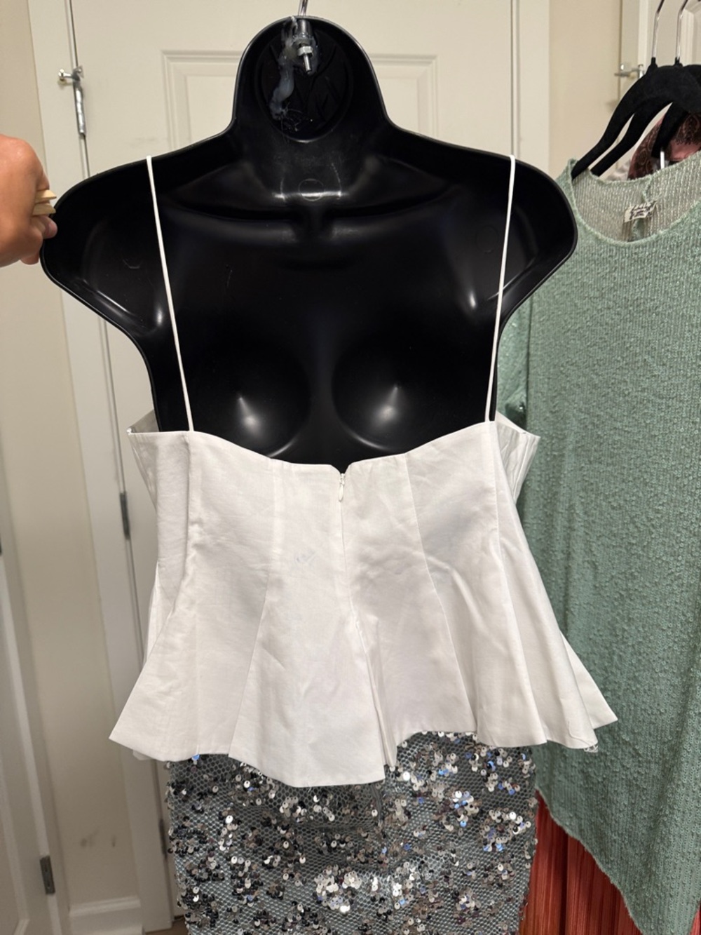 Zara White Spaghetti Strap cropped Peplum Top - Picture 12 of 16